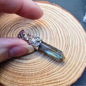 Malagasy Labradorite & Sky Blue Topaz Pendant – Platinum Over Copper 15.9 CTW